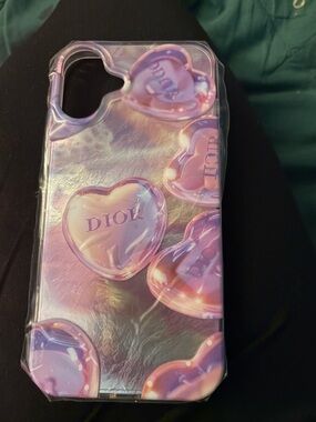 Pink Iridescent Heart Phone Case - Protective Accessory iPhone 16 plus